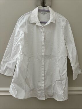 Habitat Crisp White Button-Front Tunic Shirt Medium